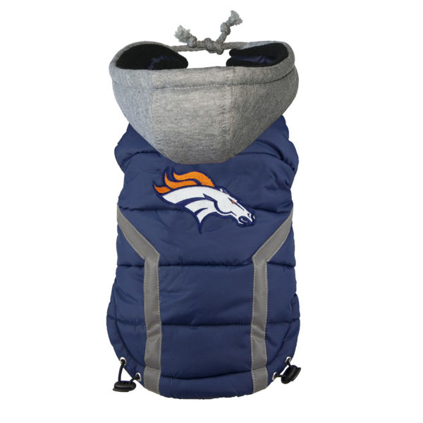 Picture of Denver Broncos Dog Puffer Vest.