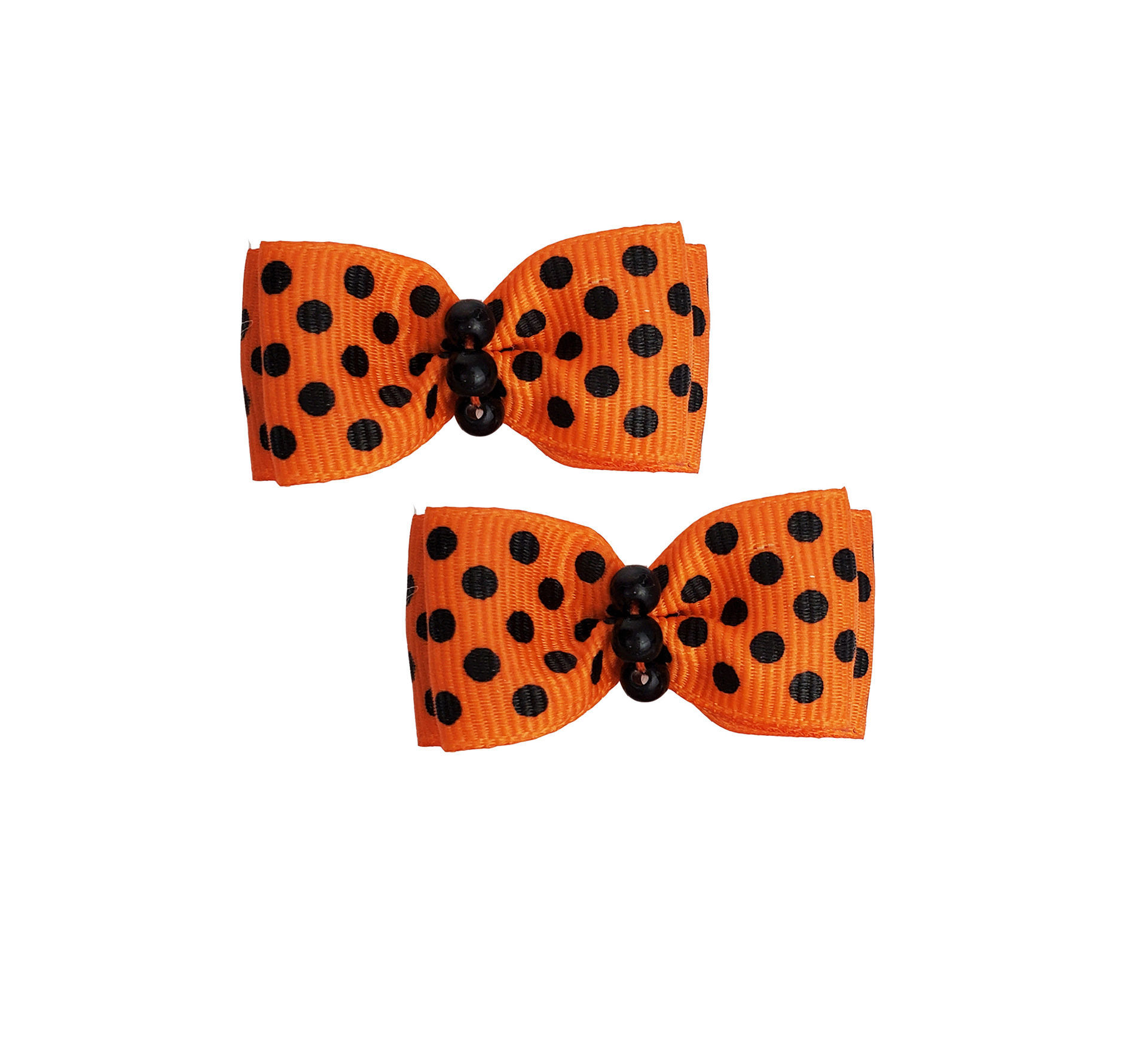 Picture of Hair Bows - Sm Orange/Black Dots